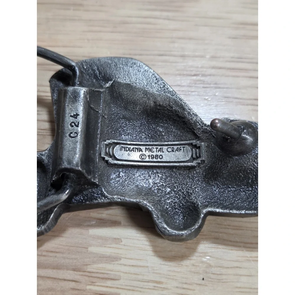 Vintage 1980 Indiana Metal Craft Sprint Car Racing Belt Buckle C24 Pewter Mens
